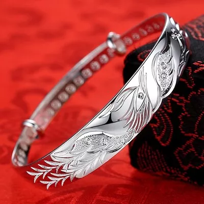 Vintage Handmade 925 Sterling Silver Phoenix Bracelet Hand Bangle • $10.99