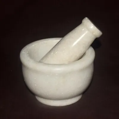 Mortar And Pestle Natural White Marble Pestal Set To Grind Food And Spices • $68.80