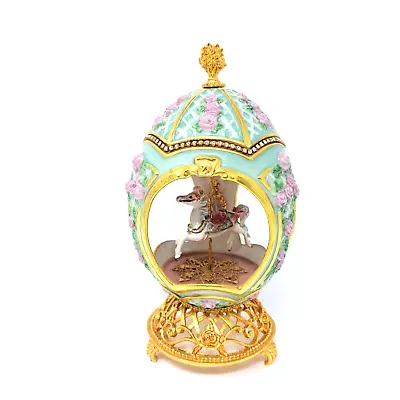 Franklin Mint TFM 1996 Faberge Egg Carousel Horse Musical Box Swarovski Crystals • $55