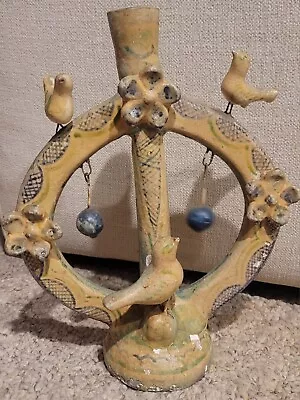 Vintage Mexican Tree Of Life Pottery Candelabra Sculpture Folk Art • $54.99