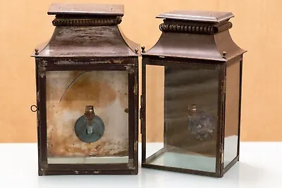 Antique Pair Of Regency Country House Pagoda Top Wall Coach House Lanterns • £1595