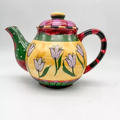 Milson & Louis Earthenware Ceramic Hand Painted Teapot Tulips Cottage Core • $15