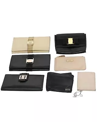 Pre Loved Salvatore Ferragamo  Pass Case Wallet Leather 7Set Black Beige Auth • $924