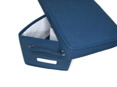 $16 • Buy Pottery Barn Teen Folding Blue Solid Canvas Mini Storage Bin With Lid New