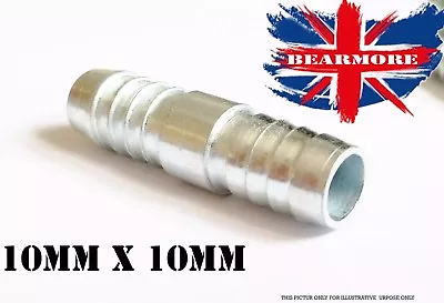 10mm To 10m Connector Reducer  Barbed Joiner Hose Pipe Union Water Air Fuel Gas • £5.79