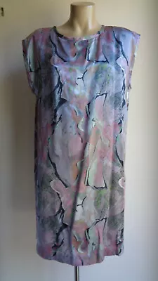 SCANLAN THEODORE Amazing Vintage Watercolour 100% Silk Dress Size Small • $49.95
