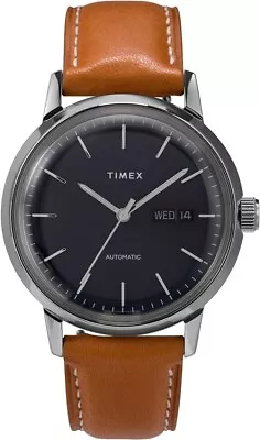 Timex TW2U38400 Marlin Automatic Tan Leather Strap Day/Date Watch ~ NEW • $350