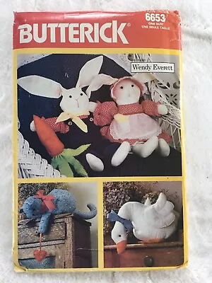 Vtg 80’s Butterick Wendy Everett Stuffed Country Animals Decor Pattern Uncut! • $4