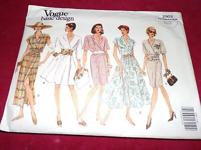 🌸 Vogue Basic Design #2902-ladies (5 Style-2 Length) Wrap Dress Pattern 8-12 Ff • $11.39