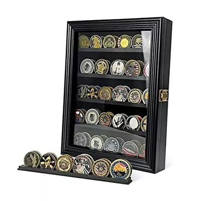  Military Challenge Coin Display Case Holder With HD Toughened Glass And Wall  • $60.02