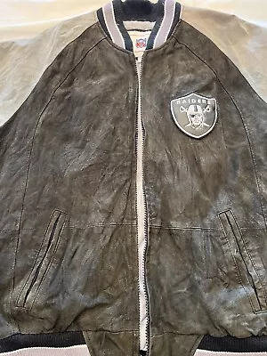 NFL Raiders Vintage Suede Leather Varsity Bomber Jacket Mens Medium Oakland • $85