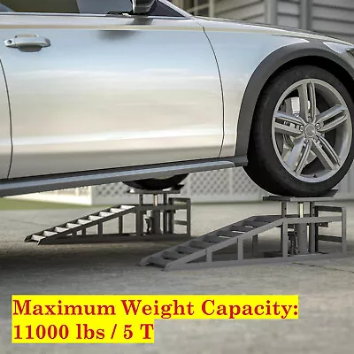 2 Pcs Heavy Duty Car Truck Service Ramps Lifts Hydraulic Lift Frame 5 Tons Grey • $176.66