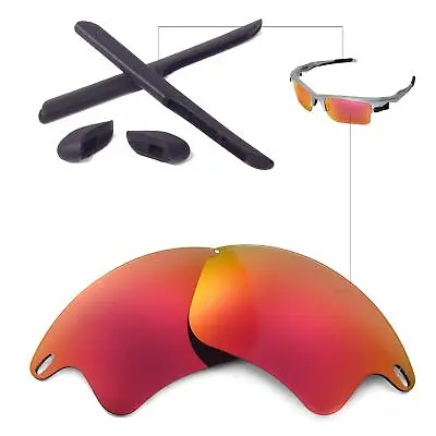 Walleva Polarized Fire Red Lenses And Black Rubber Kit For Oakley Fast Jacket XL • $10