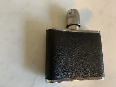 Hip Flask 4oz  Sterling Silver & Leather- Vintage Unused • $69
