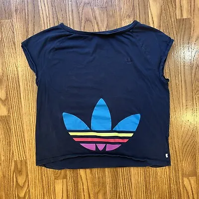 Vintage Adidas Rainbow Trefoil Sleeveless Shirt; Mens XL; Big Logo; Solid Blue • $22