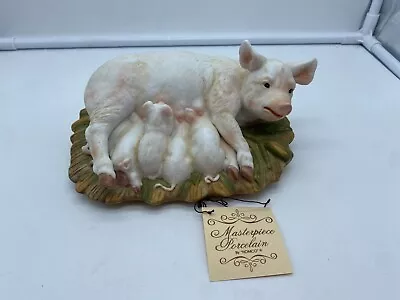 1985 Homco Masterpiece Porcelain Mama Pig Feeding Babies Figurine Signed   Cab 1 • $19.95