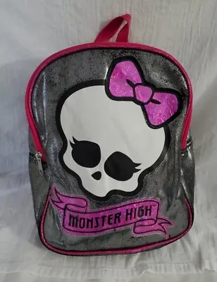 Monster High Mini Backpack 10 1/2  Pink Black Skull RARE!! Book Bag  • $9.99