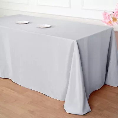 SILVER Polyester 90x132  Rectangle TABLECLOTHS Wedding Party Light Gray Linens • $11.78