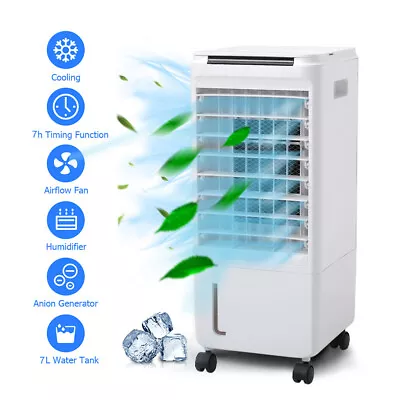 4/7L Portable Air Cooler Humidifier Evaporative Ice Cold Cooler Fan Remote Timer • £59.95