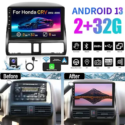 Apple Carplay Android 13 9  Car Stereo Radio GPS WIFI For Honda CRV 2001-2006 • $120.24