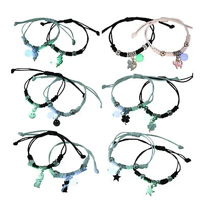 2Pcs Luminous Moon Star Bracelet Adjustable Couple Rope Bracelets Friend Gift • $7.99
