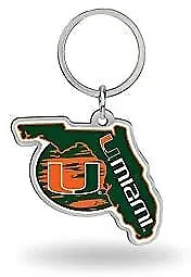 University Of Miami Hurricanes Metal Keychain State Shape Design • $13.79