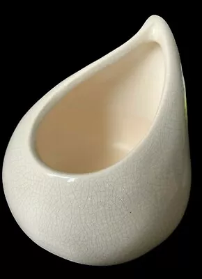 Crazed Ceramic Planter Vase Ivory Tear Drop-Shaped Art Deco Style Vase Vintage • $13.99