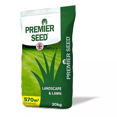 PREMIER LANDSCAPE & LAWN GRASS SEED 20KG - Covers Up 570m² | Quick Germination • £75.99