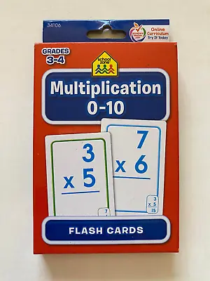 School Zone Multiplication 0-10 Flash Cards Grade 3-4 34 Problem Card+1 Parent • $6.79