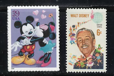  Mickey Mouse  Minnie + Walt Disney * Us Postage Stamp Mint • $2.69