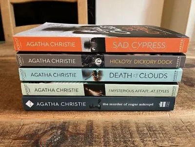 Agatha Christie X 5 Inc MURDER ROGER ACKROYD SAD CYPRESS & DEATH IN THE CLOUDS • £12