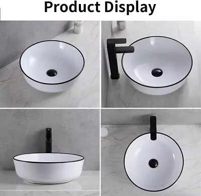 415×135 Mm Bathroom Counter Top Ceramic Wash Basin Cloakroom Gloss Sink Round UK • £33.20