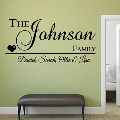 Large Personalised Family Name Vinyl Wall Stickers Art Quotes Bedroom Decor Home • £9.99