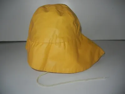 Vtg 90s BLISS MARINE Dedham Mass YELLOW RAIN HAT Waterproof Sailing Hike Cap L • $26.99