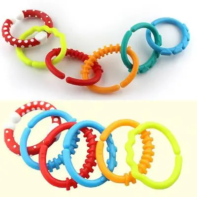 12pcs Baby Rings Toys Rattle Colorful Rainbow Crib Bed Stroller Link • £6.64