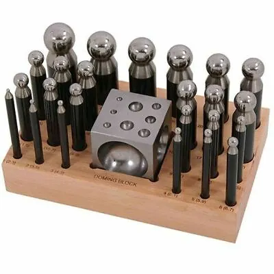 25 Piece Steel Doming Block & Punch Set Dapping Craft Metal Shaping Tool CT4304 • £36.99