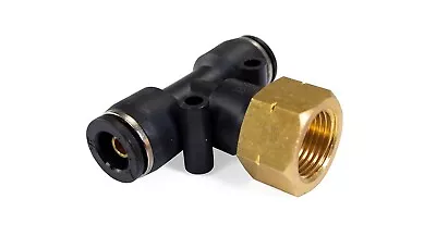 3/8  Female NPT To Two 1/2  PTC Union Tee Fitting - Accepts 3/8  Air Line • $12.99