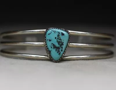 Vintage Native American Navajo Sterling Silver Turquoise Cuff Bracelet • $145