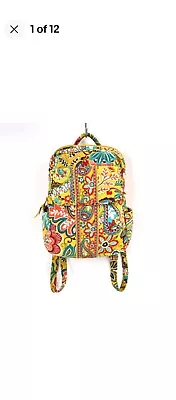 Vera Bradley Backpack Handbag S Yellow Provencal Retired Floral Print Double Zip • $19.99