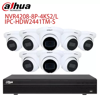 Dahua KIT 8CH NVR4208-8P-4KS2/L IPC-HDW2441TM-S CCTV Security Camera System Lot • $76