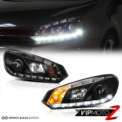 For 10-14 VW Golf/Gti/Jetta Black Halo Angel Eye Projector Headlight LED Lamp • $249.97