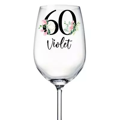 £14.99 • Buy Personalised 60th Birthday Floral  Wine Glass Gift For Her FLA-60