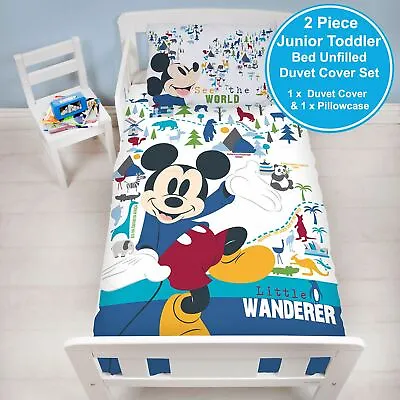 Official Disney Mickey Mouse Wanderer Panel Duvet Cover Set Junior Toddler • £16.29