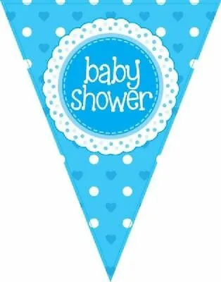 BABY SHOWER BUNTING - HANGING PARTY DECORATION BANNER  Boy Blue • £2.94