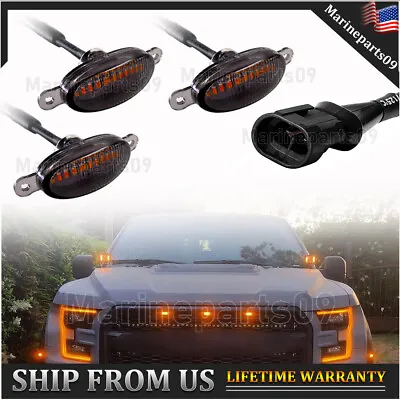 3PCS Universal Smoked Lens Amber LED Grille Lights Frone Grille Fog Light • $17.58
