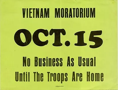 SUPER RARE 1969 Vietnam Moratorium Demonstration Poster • $19.99