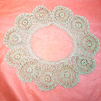 Vintage Crochet (Not Tatted) Medallion Lace Collar White Fancy Detachable Frill • $29