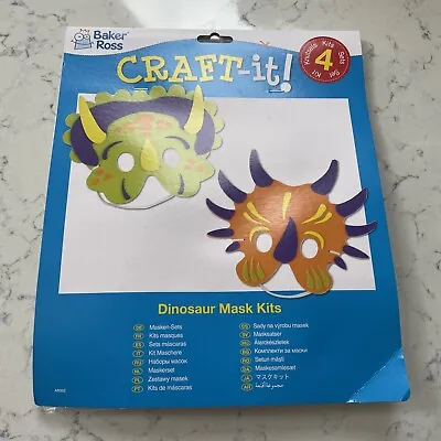 Pack Of 4 Baker Ross Foam Dinosaur Masks Kits - Kids Party Favours - Kids Crafts • £3