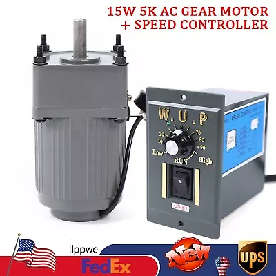 15W 5K Gear AC Motor Reduction Gearbox + Variable Speed Controller 110V 270~0RPM • $61.01