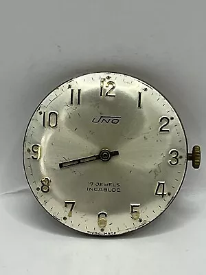 Vintage Uno 17 Jewels Incabloc Swiss Made Watch Face For Parts / Repair  32mm • £8.39